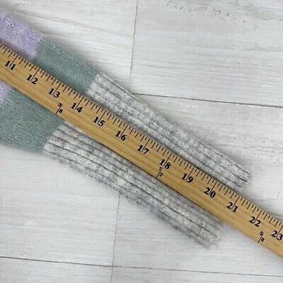 Gap Brushed Turtleneck Sweater Women L Striped Green Purple Relaxed Preppy Cozy - Picture 12 of 15